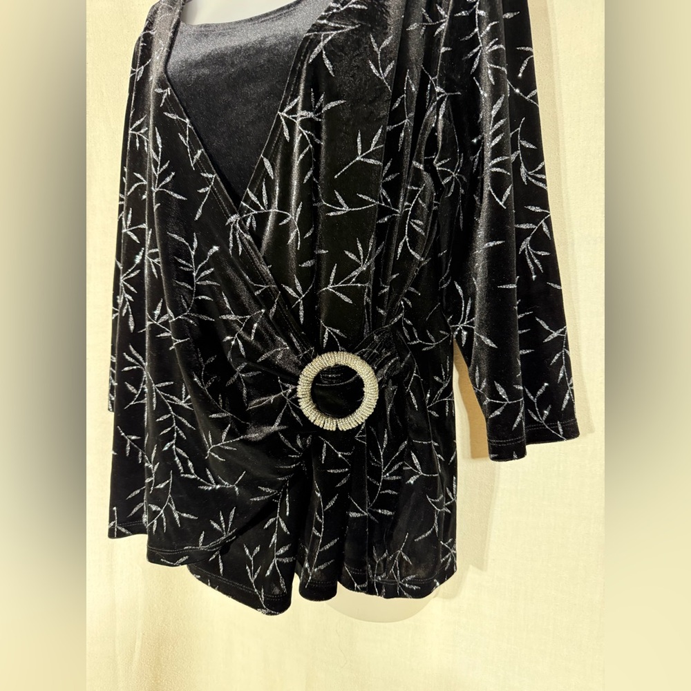 Notations Black And Silver Patterned Blouse - image 3